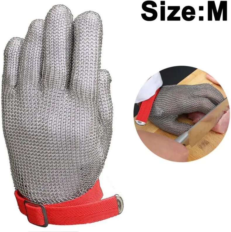 Sicherheitshandschuh, schnittfest, durchstichfest, widerstandsfähig, Edelstahl 304L, Garn, Jagd-, Angel-, Metzgerhandsch...