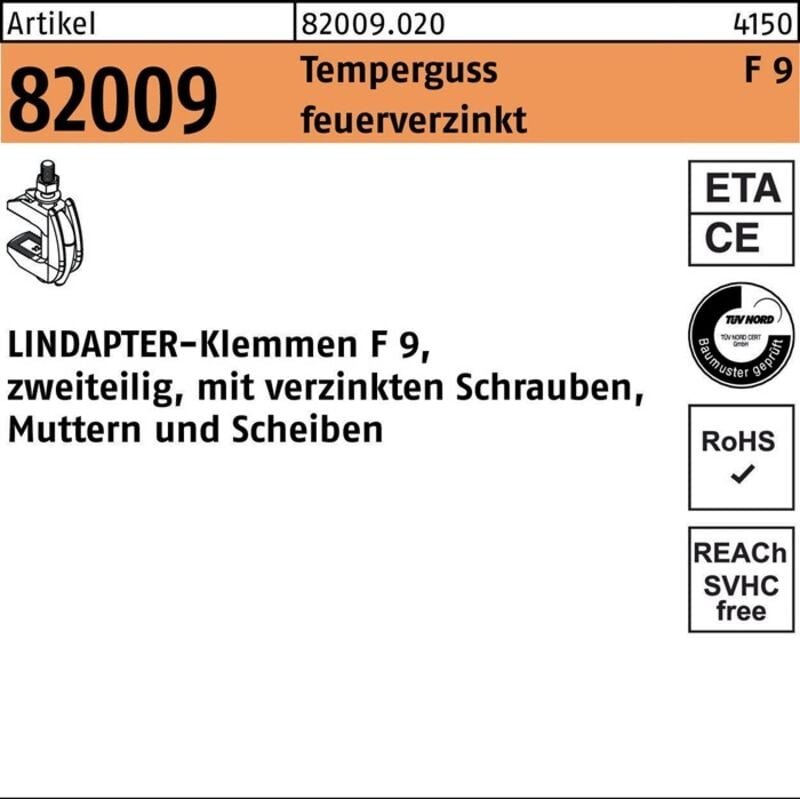 Gt f 9 m 16 feuerverzinkt, komplett s - Lindapter