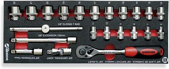 Kombitasche 22 Innensechskant-Steckschlüssel 1/4, 3/8 Dogher 516-080
