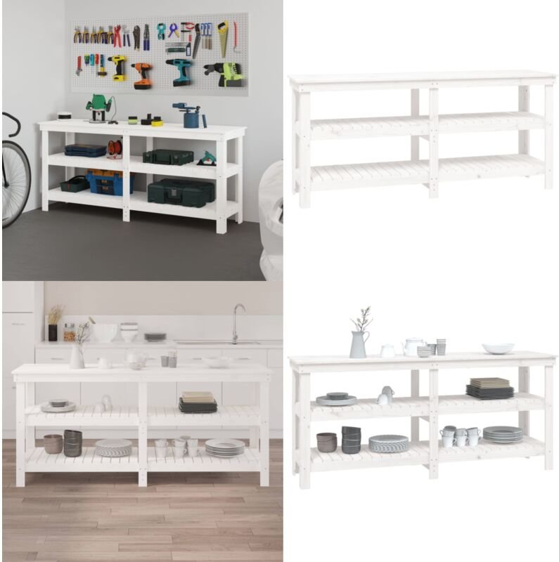 Werkbank Weiß 181x50x80 cm Massivholz Kiefer - Werkbank - Werkbänke - Home & Living