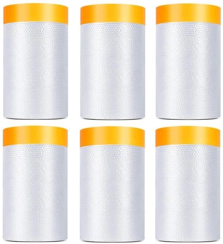 Packung mit 6 Klebebändern und Abdeckfolien, vorgeklebte Abdeckfolie 55 cm x 20 m für Autolackierungen, selbstklebende S...