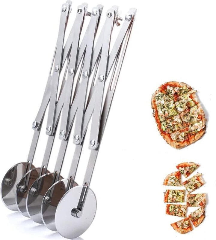 Thumbnail - 5-rädriger Teigschneider, Teigschneider, Teigschneiderrad aus Edelstahl, Teigschneider, Pizzaschneider, Keksteigschneide...