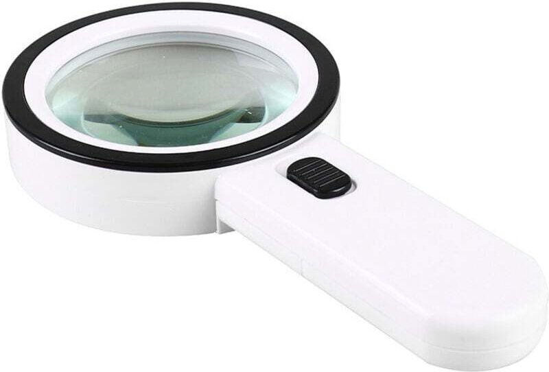 Leselupe 30x Vergrößerungsglas mit beleuchteter Lupe und 12 Hochleistungs-LEDs