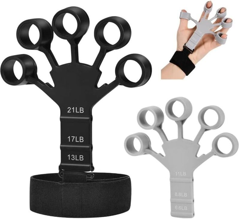 Handgriff-Verstärker, Handstärker-Set, Fingertrainer, rutschfester Greifer, Griffstärker-Paket, verstellbarer Silikon-Fi...