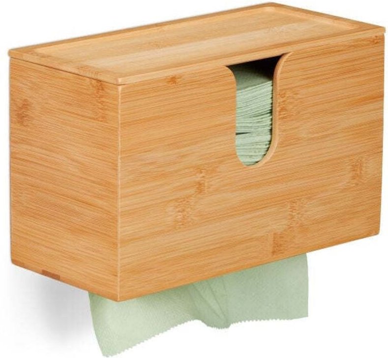 Paper towel dispenser bamboo with lid