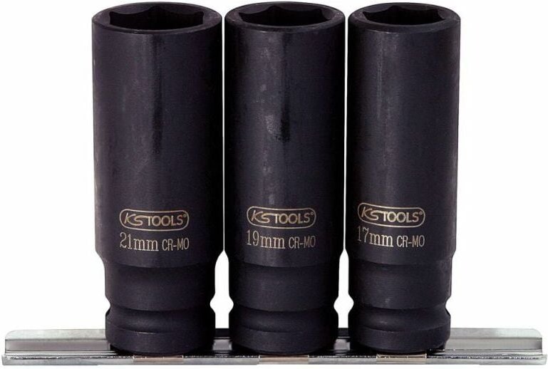 KS Tools 1/2" Sechskant-Kraft-Stecknuss-Satz, lang, 3-tlg - 515.0103