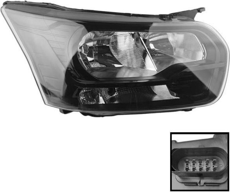 Rechtes Scheinwerfer Ford Transit V363 2014+, mit schwarzem Spiegel BK31-13W029-BF