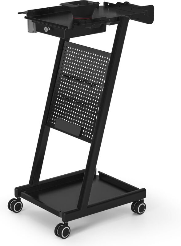 BarberPub Friseurwagen mit Schublade & 2 Ablagen, Friseur Arbeitswagen mit Farbenschale, Folienhalter & 5 Haken, Beauty ...