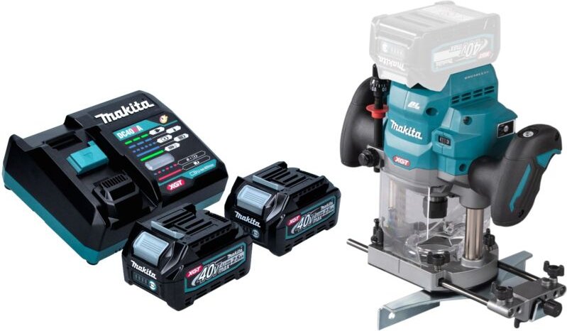 Makita RP 001 GD201 Akku Oberfräse 40 V max. 12 mm Brushless + 2x Akku 2,5 Ah + Ladegerät