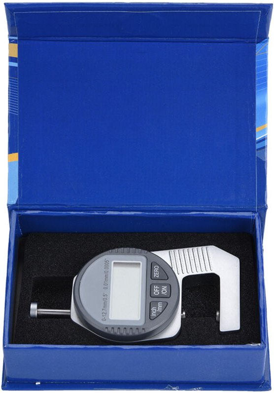 Dickenmessgerät mit LCD-Digitalanzeige, prozentuale Genauigkeit 0–12,7 mm/0,5 Zoll 0,01 mm/0,0005 Zoll, flacher Messkopf
