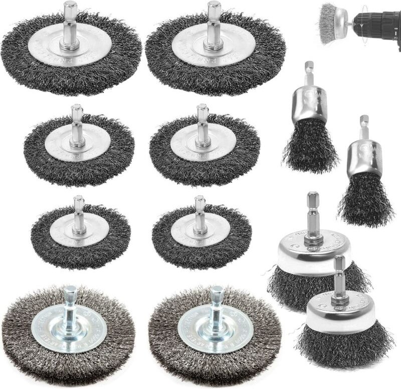 12 Drahtbürsten für Bohrer, 6 mm Edelstahl-Drahtbürste, mit Sechskantschaft-Eisenbürste, zum Schleifen, Entfernen von Ro...