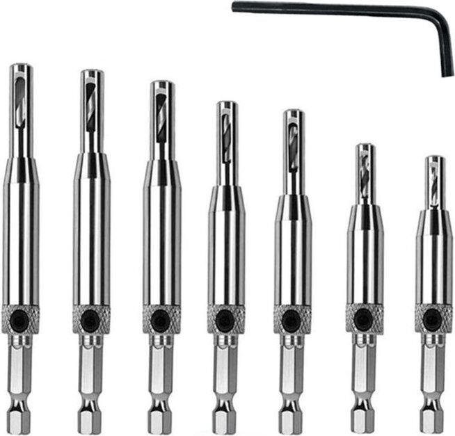 Scharnier-Bit-Set, Holzbearbeitung, Türen und Lochöffner, Positionierung, Bohren, Sechskantgriff