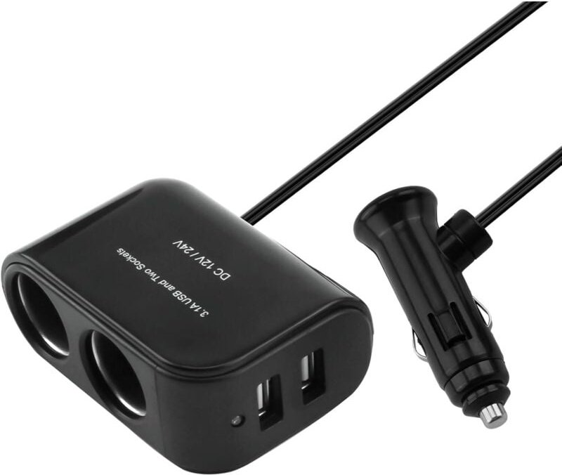 12 V/24 v Dual-USB-Autoladegerät, 2 Steckdosen, Netzteil, Zigarettenanzünder-Splitter mit 2 USB-Anschlüssen, schnelles A...