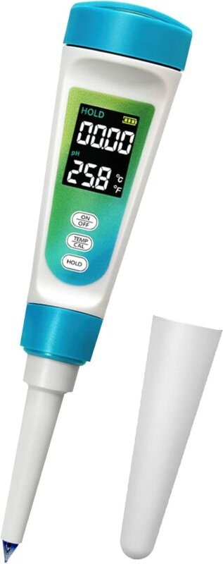 pH-Meter für Lebensmittel, professioneller pH-Tester mit hintergrundbeleuchtetem LCD-Display und ATC, 0,01 hochpräziser ...