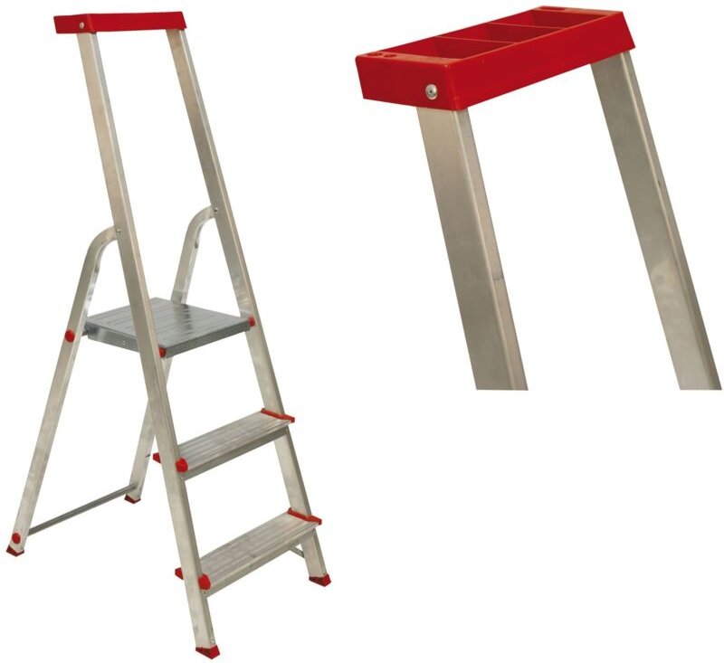 Inländische Aluminiumtreppen mit Oberfach - Alu steigen 131 von 3 bis 8 Schritten auf - 3 Gradini