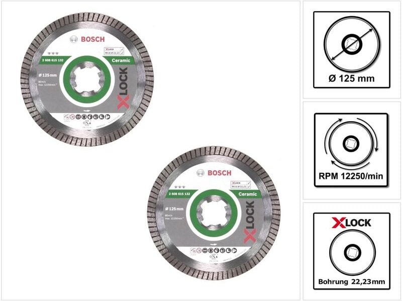 Bosch Diamant Trennscheiben X-LOCK 125 x 22,23mm Best for Ceramic ( 2x 2608615132 )