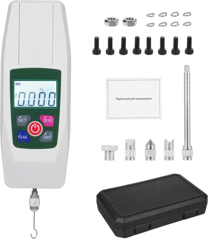 Digitales Kraftmessgerät, 500 N/50 kg/110 lb/1800 oz, Push- und Pull-Tester, Mini-Dynamometer mit 4 Messeinheiten, N kg,...