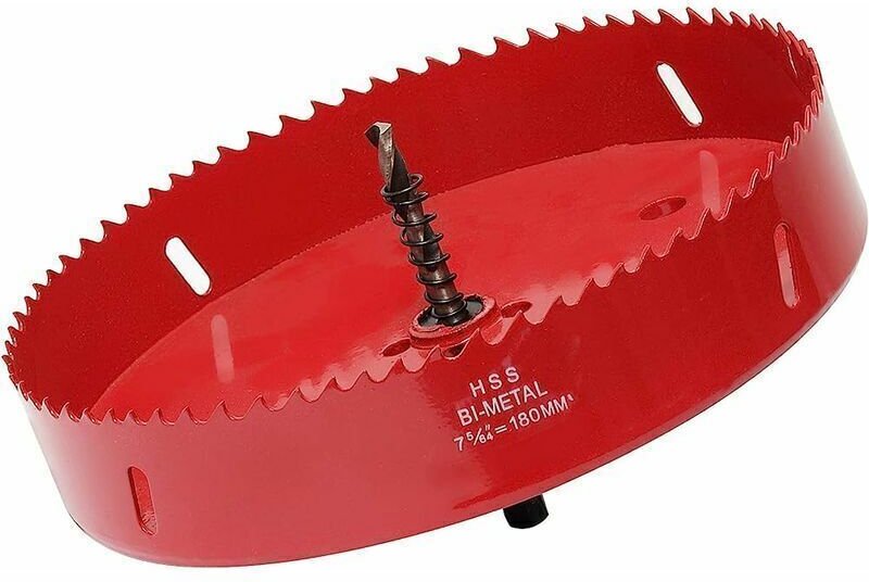180-mm-Lochsäge, HSS M42 Bimetall-Schnellstahl, Lochschneider mit Sechskantschaft und Bohrer für Holz, Gipskarton und Bl...