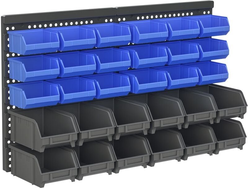 Lagersystem Wandregal 37,5 x 63 cm, Sichtlagerkästen, 30tlg. Boxen in 2 Größen, Werkzeughalterungen, Werkstattwandregal ...