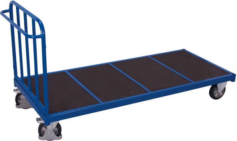 VARIOfit Stirnwandwagen mit senkrechten Streben Elastikbereifung 1200kg Tragkraft 1645x880mm Anthrazitgrau RAL 7016