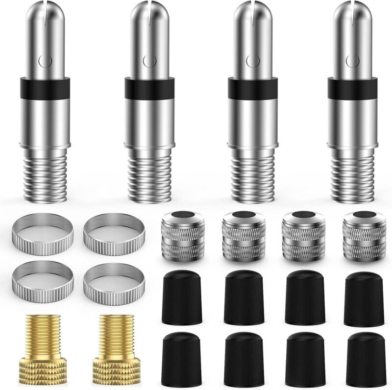 22-Teile Fahrradventile Blitzventil Fahrradventil Adapter Set, Dunlop Französisches Ventil Adapter mit Dichtung für Luft...