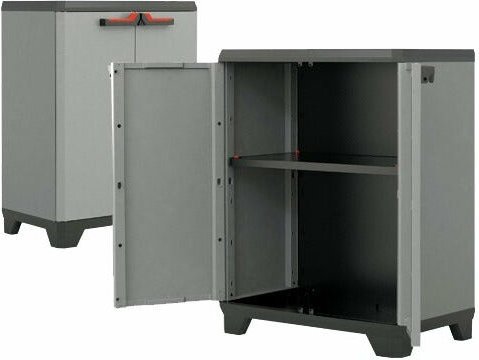 Niedrige, leckbare Harzgarderobe 1 Regal und 2 Basis -Keter -Türen