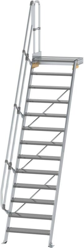 Günzburger Steigtechnik - Treppe mit Plattform 60° Stufenbreite 800 mm 13 Stufen Aluminium geriffelt - 600393