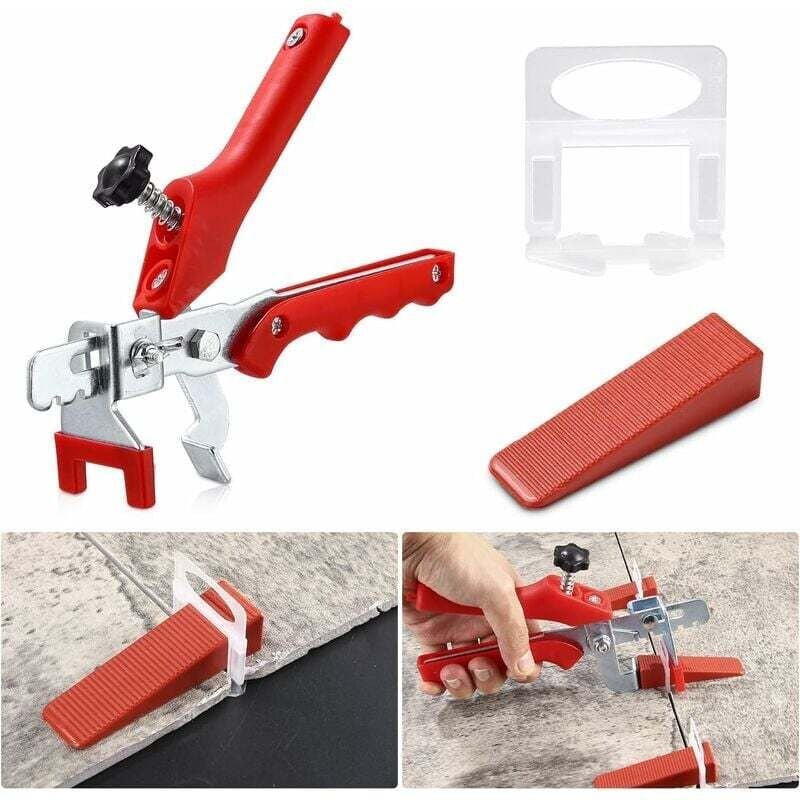 Fliesen-Nivelliersystem, 2 mm Verlegehilfe, 400 Clips + 200 Keile, 1 Fliesenverlegehilfe-Zange, Fliesen-Nivellierset für...