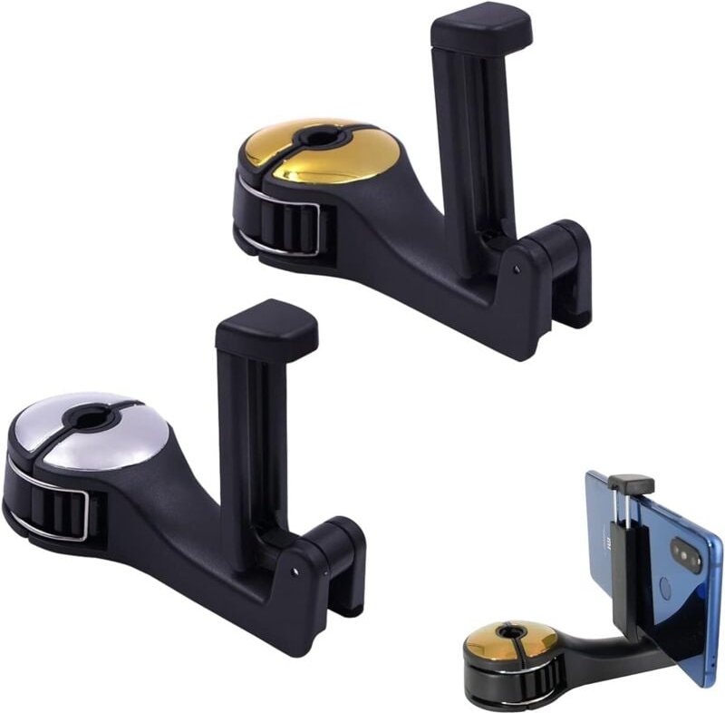 Set mit 2 Autohalterungen für Handys und andere Gegenstände, Haken für die Rückenlehne des Autos, zum Aufhängen von Hand...