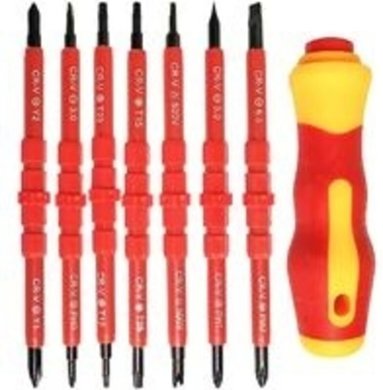 7-teiliges Set isolierter Elektroschraubendreher, multifunktionales 14-in-1 Elektriker-Reparaturwerkzeugset mit austausc...