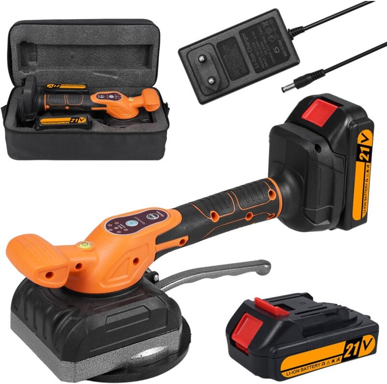 Fliesenrüttler, Elektrischer Fliesensauger Max. 13500 U/min, 5 einstellbare Geschwindigkeiten, 130 mm Saugnapf & 2 Akkus...