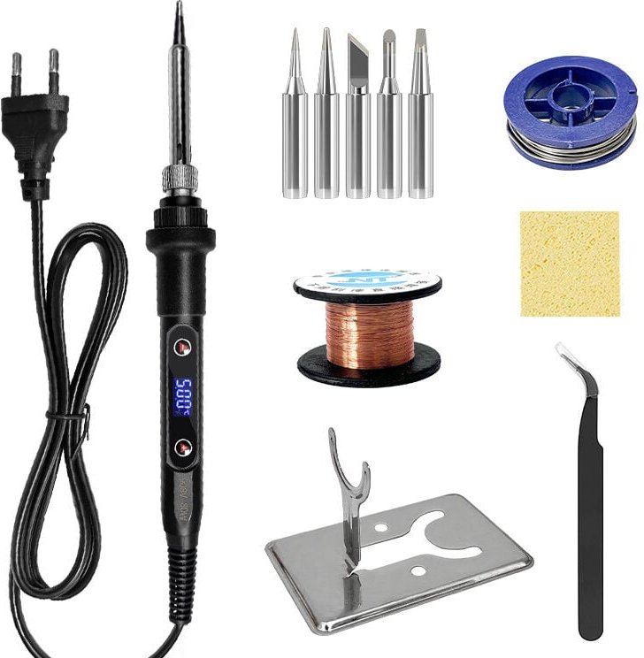 Lötkolben-Set, 80 w, einstellbar, digitale Anzeige, mit präziser Temperaturregelung, Keramik-Induktionstechnologie, Stab...