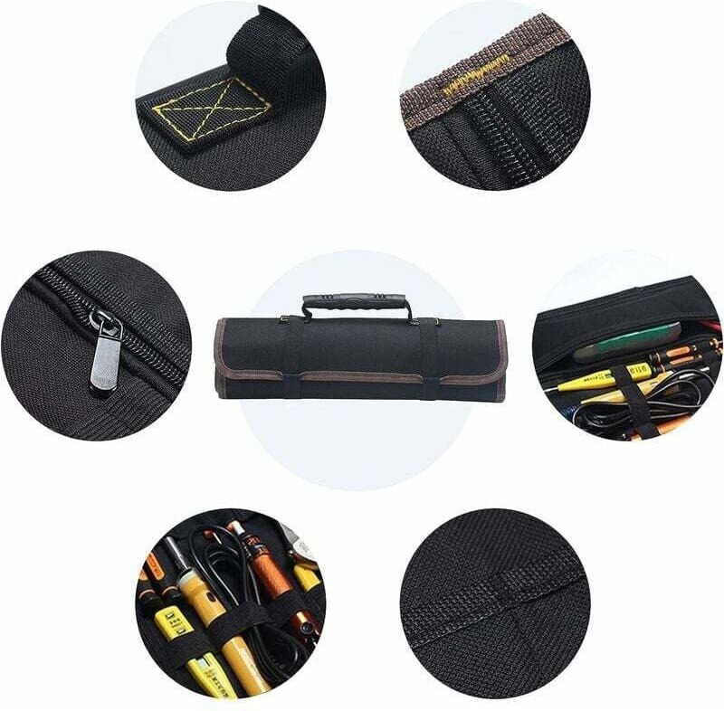 Tragbarer, leerer Werkzeugkoffer mit 22 Fächern, Werkzeugtasche, Werkzeugorganizer, Werkzeugrolltasche/Etui/Beutel aus 6...