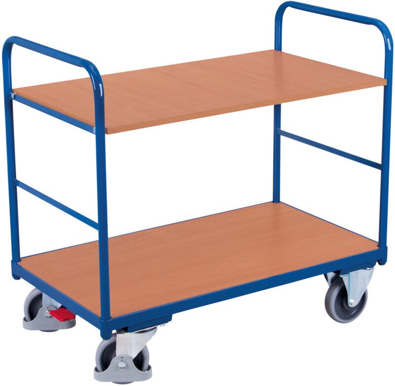 VARIOfit Etagenwagen, niedrig mit 2 Ladeflächen 1200x800mm Anthrazitgrau RAL 7016