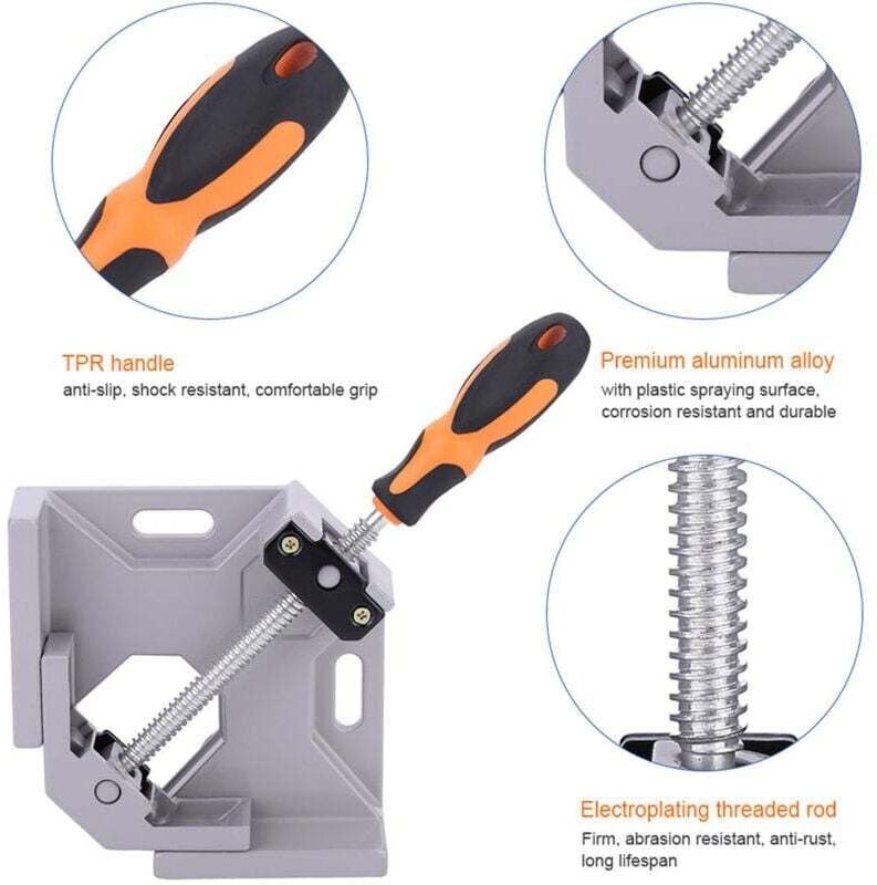 Rechtwinklige Klemme, 90-Grad-Winkelklemme aus Aluminiumlegierung mit verstellbaren Schwenkbacken für Holzbearbeitung un...