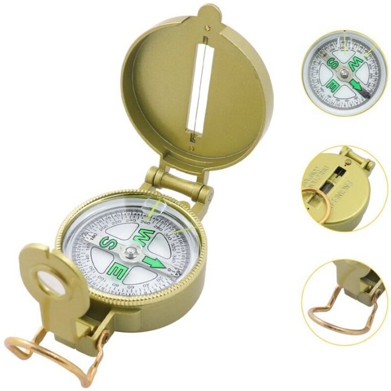 4-in-1-Kompass – Kompass, Visierleine, Lupe, Aufhängeschlaufe – Leicht und praktisch, geeignet für Camping und Outdoor-R...