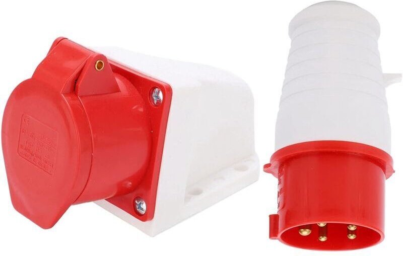 Dreiphasige 5-polige 16-A-Industriesteckdose, Stecker und Buchse, 3P + N + E, für Verlängerungskabel und Wohnmobile, für...