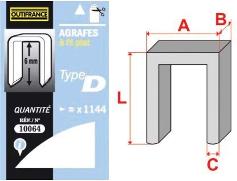 T50 Heftklammern - Typ D 12 mm 5000 Stk. Outifrance