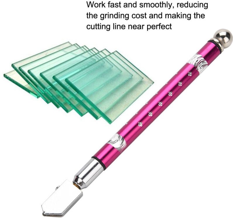 Tragbarer Glasschneider mit Radantrieb und rutschfestem Griff zum Schneiden von Glas von 3 bis 15 mm (lila)