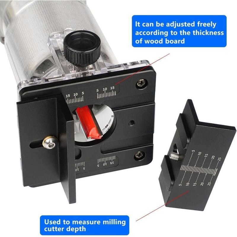 Werkzeughalter für Holzfräse, 2-in-1-Ständer für elektrische Trimmer, 65-mm-Anschluss, Schneidwerkzeugbasis zum Nutensch...