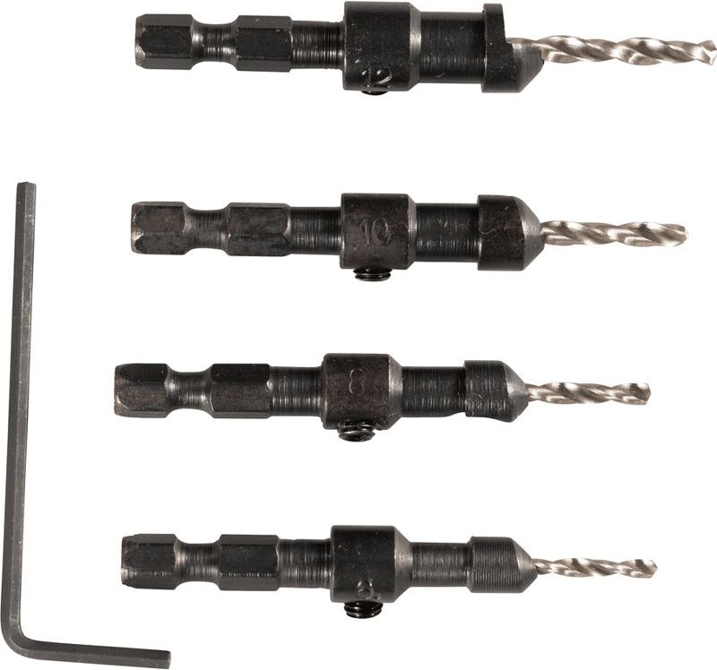 Makita Bohrsenker Set für Holz D-73455 4 tlg. ¼" verstellbare Bohrerlänge