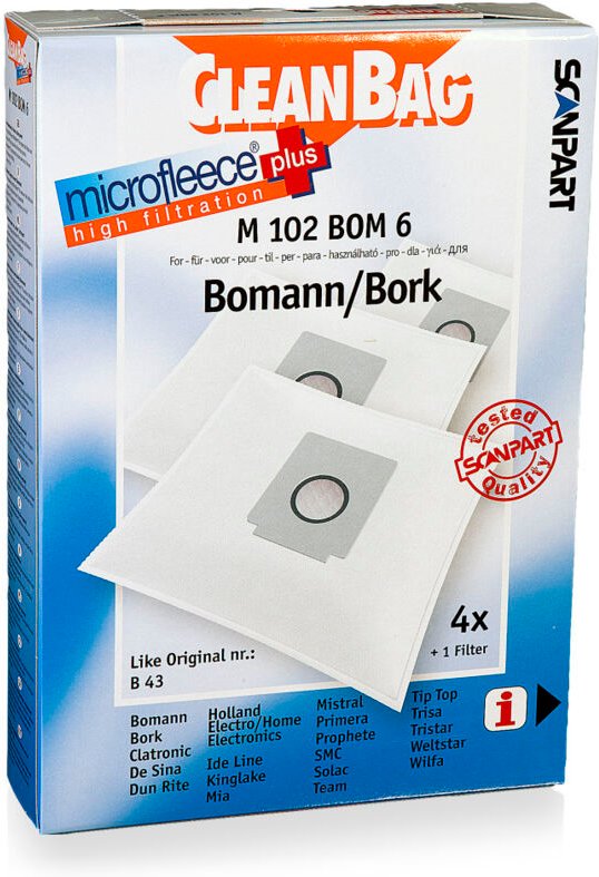 CleanBag Staubsaugerbeutel M102BOM6 für Bomann B43 / Bork