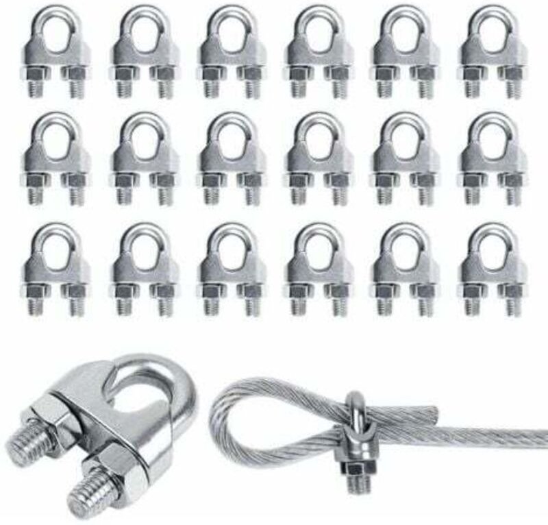 20 Stück M3 Drahtseilklemme aus Edelstahl, Drahtseil-Klemme, Edelstahl-Kabelklemmen, U-förmige Drahtseilklemmen aus Edel...