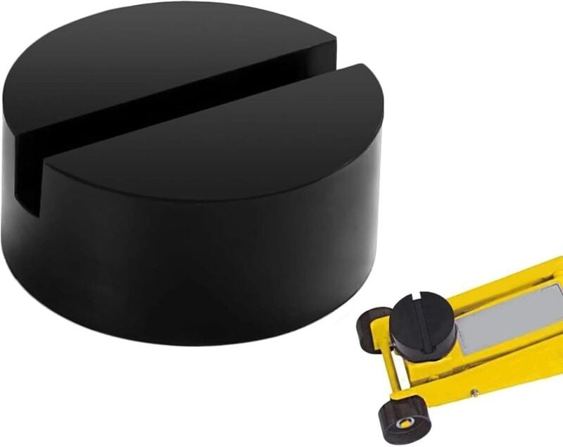 Gummi-Wagenheber – 75 mm – Mit Rillen – Universeller Gummiblock für Wagenheber – Rutschfest – Schützt Fahrzeuge – Runder...