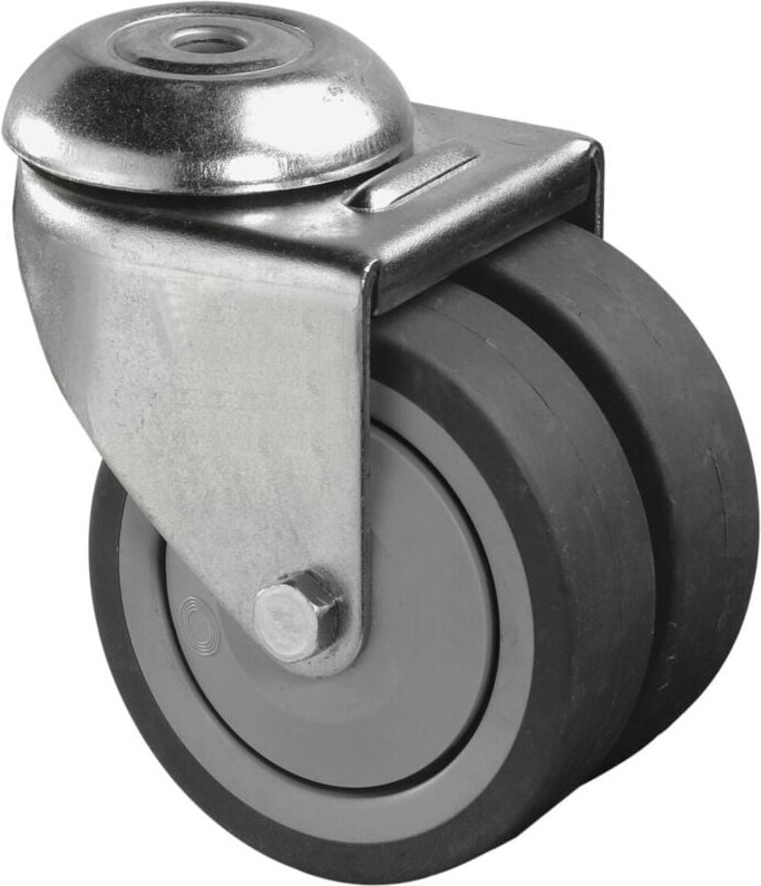 Bs-r Appar.-Doppelrolle, ohne Feststeller,Rad ø 75mm, Gummi, B101.A85