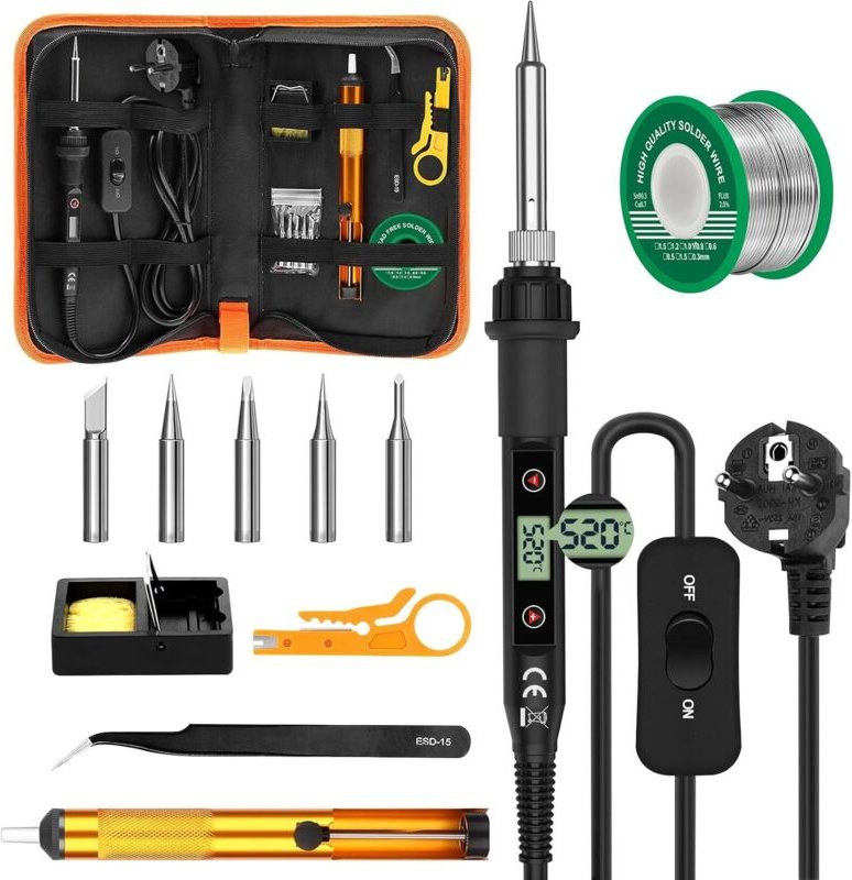 Lötkolben Set 80W LCD Temperatur Einstellbar 180520°C Lötkolben mit Schalter, 15 Sek. Schnelles Aufheizen, 50g Bleifreie...