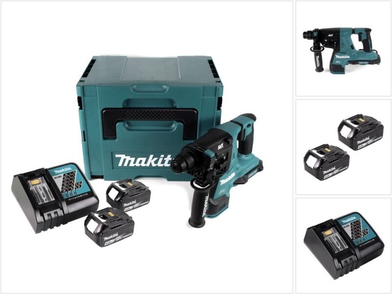Makita DHR 280 RMJ Akku Bohrhammer Brushless SDS-PLUS im Makpac + 2x 18 V- 4 Ah / 4000 mAh Akku und Ladegerät