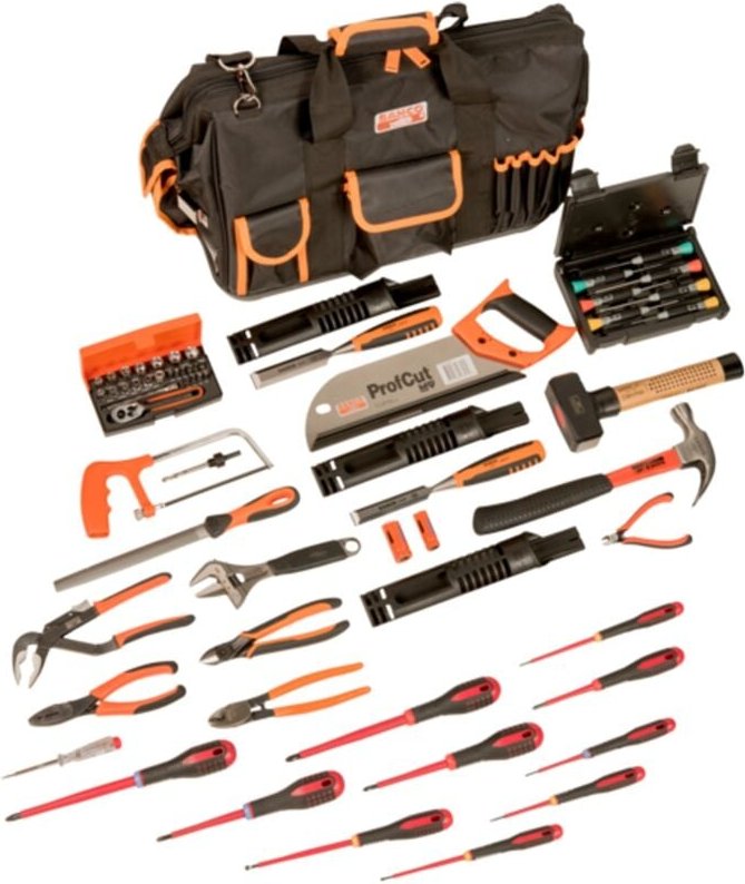 Bahco - Verschließbare Werkzeugtasche mit 61 Werkzeugen