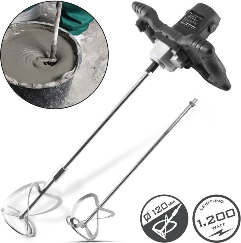 STAHLWERK Mörtelrührer 1200 W 850 U/min Rührwerk mit Zusatz-Quirl