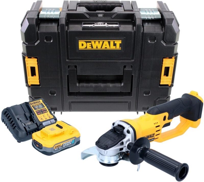 DeWalt DCG 412 H1T Akku Winkelschleifer 18 V 125 mm + 1x Powerstack Akku 5,0 Ah + Ladegerät + TSTAK